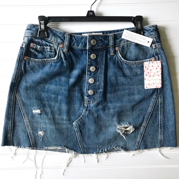 Free People We The Free Denim Skirt Jean Sz 30 - Picture 4 of 8